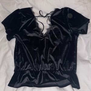 Abercrombie & Fitch Velvet Lace Short Sleeve Top
